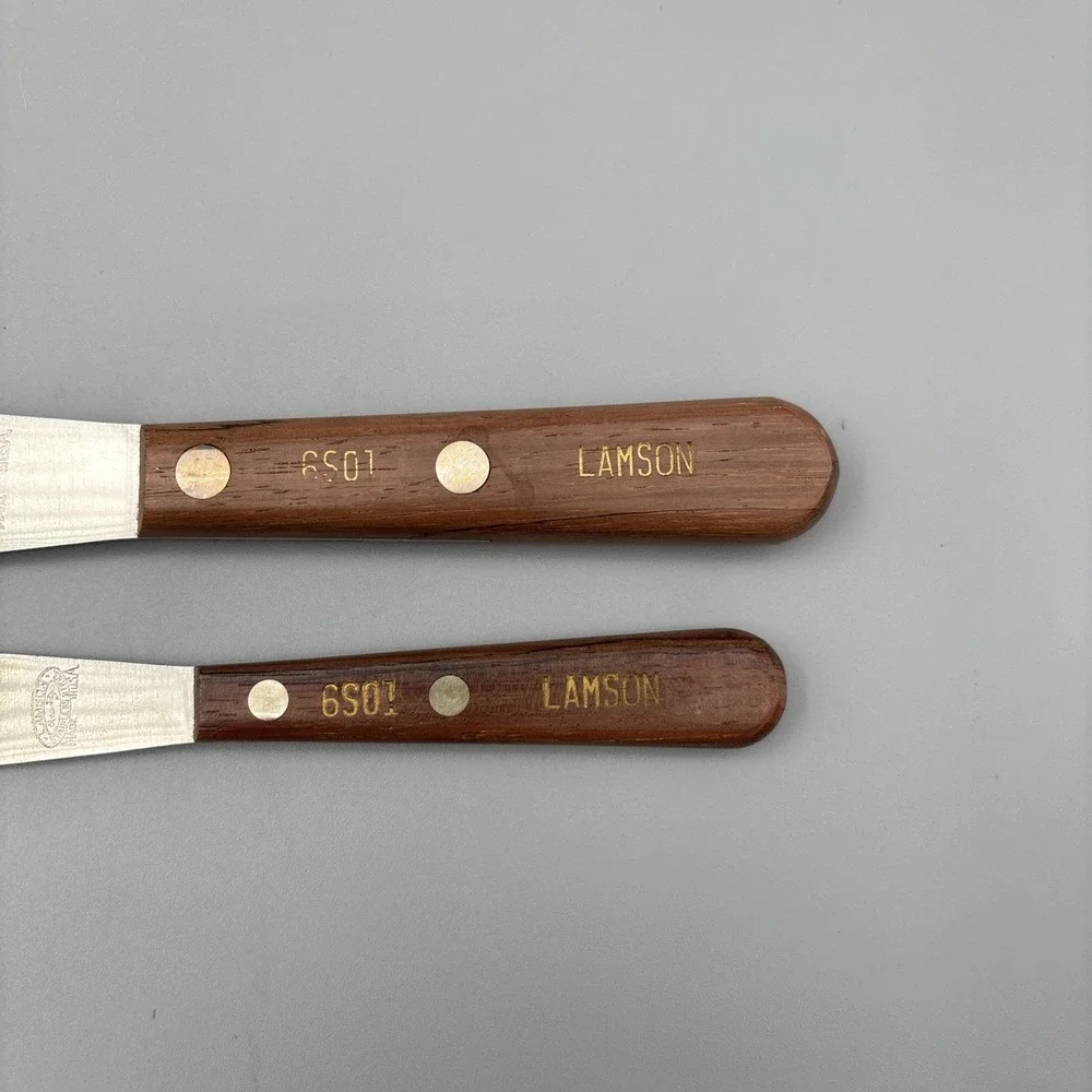 Vintage Stainless Steel LOT of 2 Frosting‎ Spatula Lamson 6S01 Wooden Handle